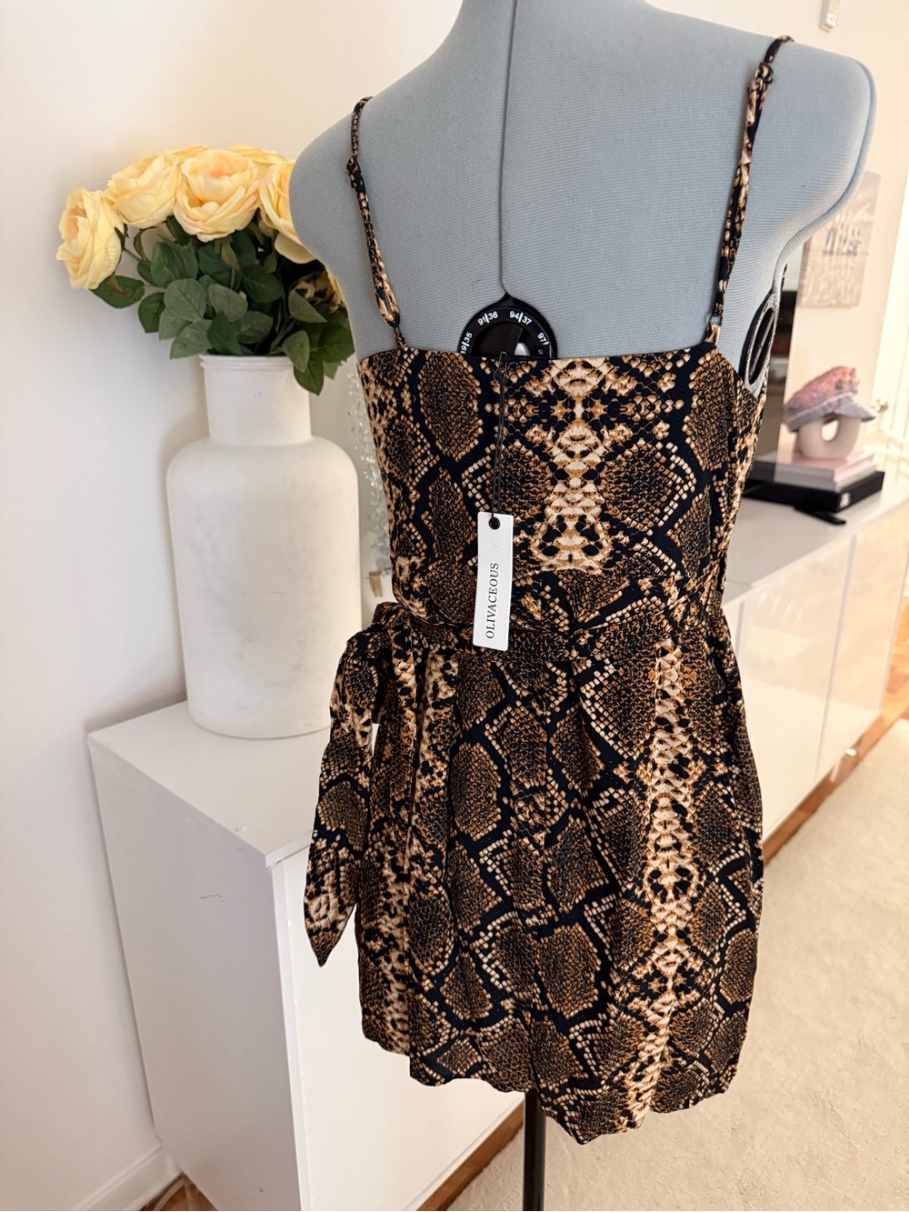NWT Olivaceous Snake Print Wrap Mini Dress Side Tie S - Picture 7 of 12